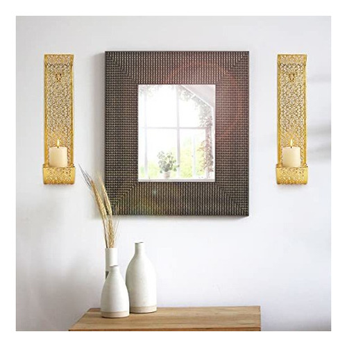 Portavelas De Pared, Juego De 2 Candelabros De Pared Dorados