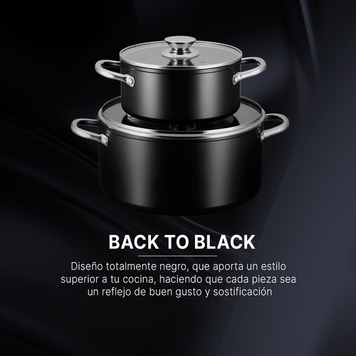 Set De Ollas Cacerolas Titan Black De Titanio Negro