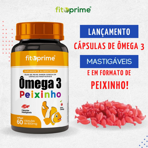 Imagem 2 de 4 de Ômega 3 Peixinho Mastigável Sabor Cereja 60 Cápsulas