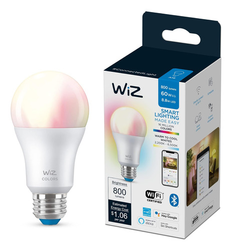 Wiz - Bombilla Inteligente Led A19 De 60 W, Paquete De 1, E2