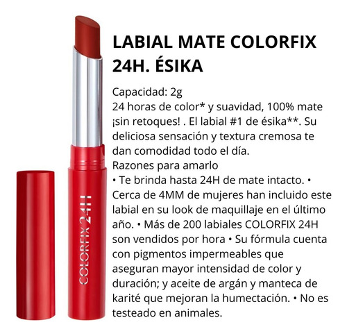 Labial Mate Vino Actitud Colorfix 24 H Ésika