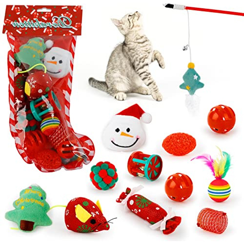 Navidad 12 Pcs Cat Toys Cats Chew Plush Catnip Toy Pet ...