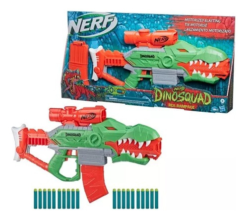 Lanzador Nerf Dinosquad Rex-rampage Motorizado Con 20 Dardos