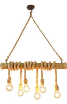 Comprar Lampara Colgante Colgadera De Mecate De Bambu 6 Bombillos