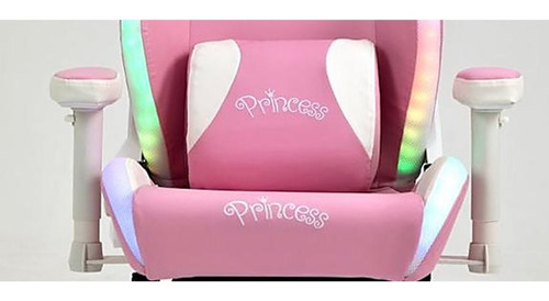Silla Sillon Gamer Rosa Reclinable Luces Led Orejas Gatito