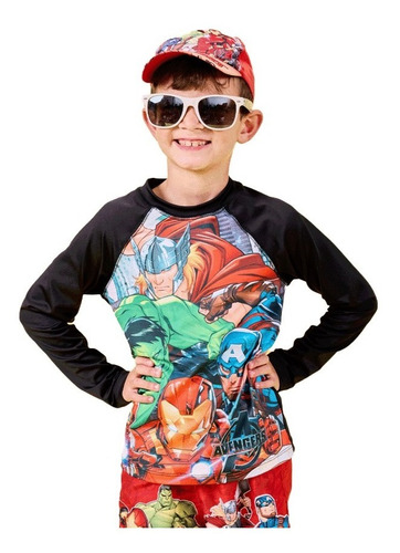 Remera Niños Nene Supplex Agua Filtro Solar Uv Avengers