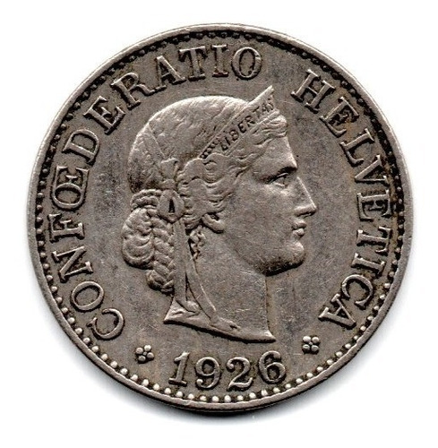Moneda Suiza 10 Rappen Año 1926 Km#27