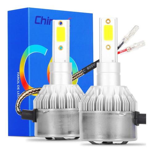 Kit Lâmpada Super Led H1 6000k Branca Efeito Xenon 6400 Lm