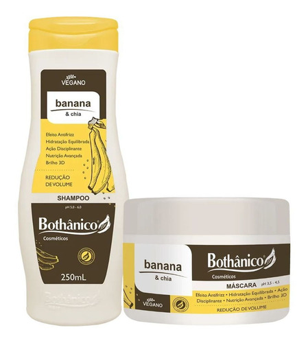 Kit Banana E Chia Shampoo E Máscara 250g Vegano Bothânico