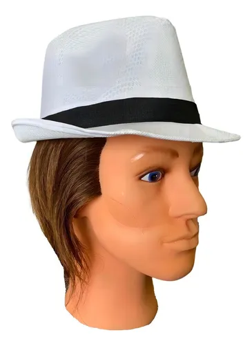 Kit de 5 sombreros tejidos Malandro blancos con fantasía negra