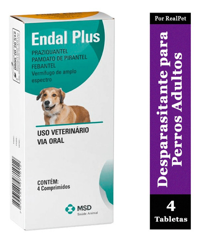 Desparasitante Para Perros Endal Plus Caja X 4 Tabletas