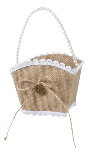 Cesta De Arpillera Para Niña De Con Lazo Rústico Para