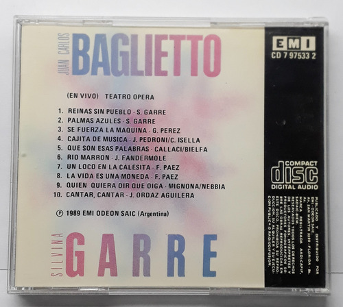 J C Baglietto - S Garre - En Vivo Canada (Usado)