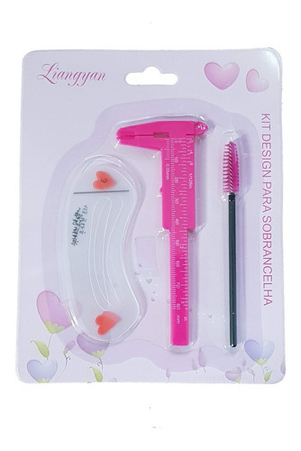 Kit Rosa Sobrancelha Henna Menela Com Palito Anel Paquímetro Cor Preto
