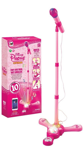 Micrófono De Pie Infantil, Reproduce Música Mp3 C/ Luz