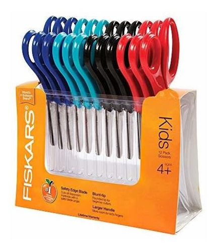 Fiskars 5 Pulgadas En Punta Niños Tijeras Classpack, 12 Pack