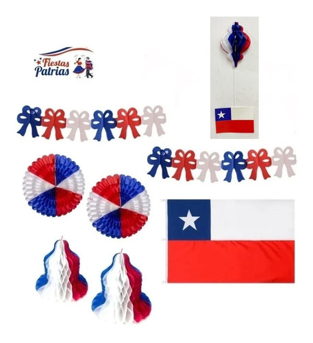 Pack Decorativo Fiestas Patrias Bandera Guirnaldas Pcz