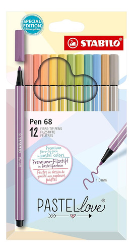Set Pastel Love 12 Colores Stabilo Lapices Rotulador Pen 68 