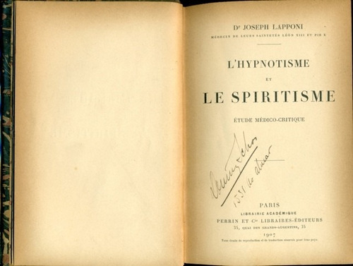Joseph Lapponi : El Hipnotismo Y El Espiritismo