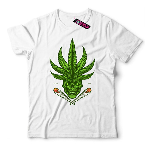 Remera Cannabis Marihuana Calavera Can20 Dtg Premium