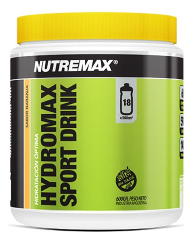 Suplemento en polvo Nutremax  Hidratación Optima Hydromax Sport Drink dextrosa, maltodextrina sabor naranja en pote de 600mL