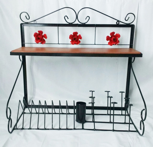 Imagem 2 de 6 de Escorredor De Panelas Rústico Ferro Parede 60cm Promoção