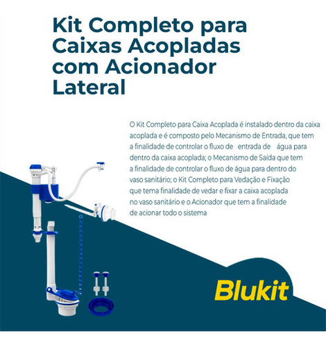 Mecanismo Caixa Acoplada Reparo Blukit Acionador Lateral