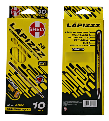 Lapiz De Grafito Madera Negra C/10 Pzs
