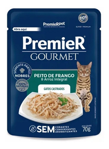 Sachê Premier Gourmet Gato Castrado Frango/arroz Integr. 70g