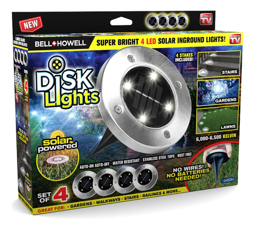 Bell+howell Luz Disco Solar Tierra  Inalambrica Auto Jardin