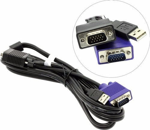 Cable Kvm Trendnet TK-Cu06 de 1,8 m, VGA y USB, conmutador KVM 2 en 1, color negro