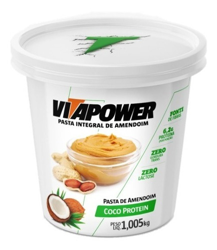 Vitapower pasta de amendoim integral coco protein 1kg 