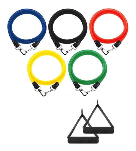 Imagen 1 de 7 de Set 5 Bandas Elásticas Con Agarre Resistencia 1.20m Fitness