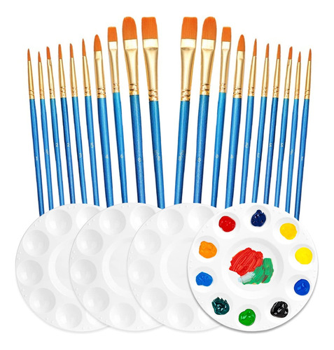 Juego De Pinceles De Pintura, 20 Pcs Redondeos De Pintura Pu