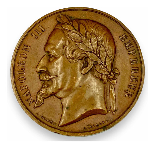 Medalla Antigua Napoleón Iii 1867 Bronce Cobre Ciudad Colmar