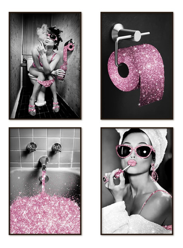 Decoración De Baño Cuadros De Arte Pared Glam Glitter...