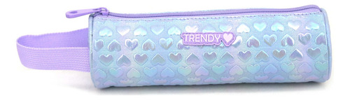 Cartuchera Trendy Escolar Con Corazones 17520 Color Celeste Lisa