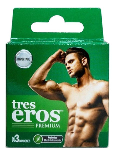 Tres Eros Premium Caja Con 3 Condones Masculinos De Hule Látex Lubricados