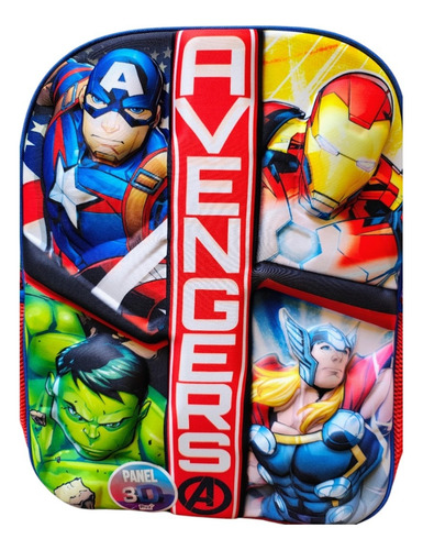 Mochila Con Carro Primaria Marvel Avengers Hulk Thor 3d Ruz Rojo Impresion 3d