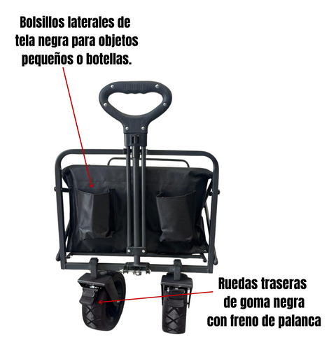Carrito Vagón Plegable Multiusos Reforzado Camping De Carga