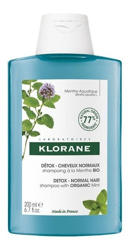 Klorane Detox-menta Organica Shampoo 200ml Cabello Normal