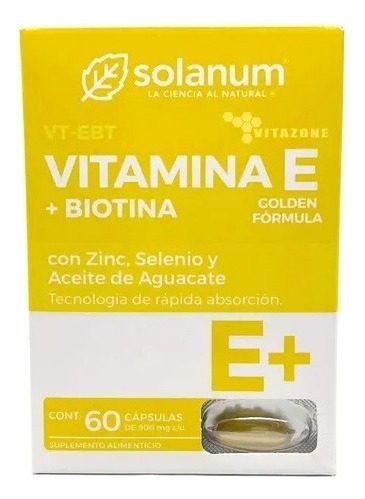 Solanum Vitamina E + Biotina, Aceite De Aguacate 60caps Sfn Sabor Sin sabor