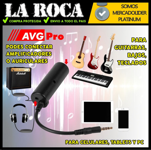 Imagen 6 de 10 de Interfaz Audio Para Celular Tablet Guitarra Bajo Teclado