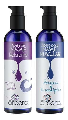 2 Aceites De Masaje: Aroma Lavanda + Masaje Muscular Árnica