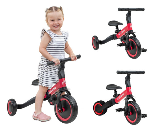 Triciclo Bicicleta De Equilibrio 3 En 1 Para Niños Infantil Color Rosa