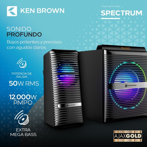 Parlantes Gamer 2.1 Woofer Rgb Bluetooth Usb Envolvente Fm