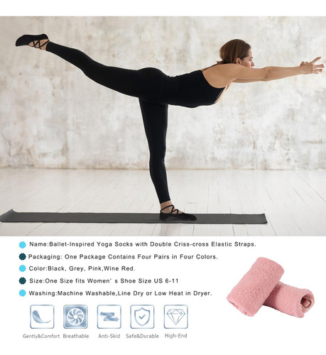 Calcetines De Yoga Antideslizantes Con Empuñaduras, Para