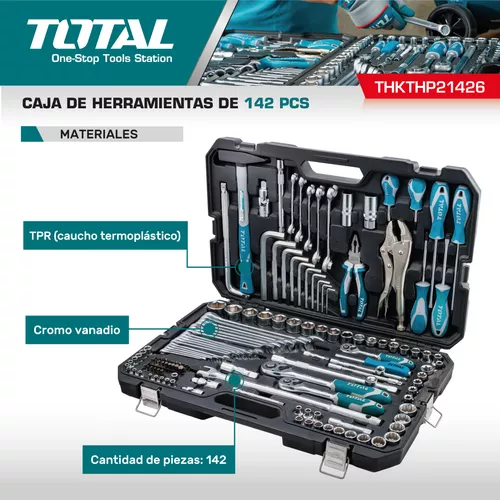 Caja Set Juego Herramientas 142 Pz Maletin Total Industrial