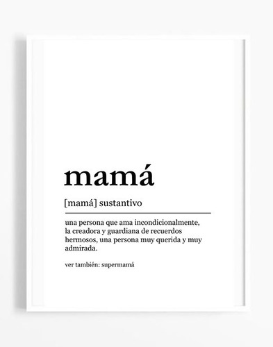 Lámina Cuadro Imprimible Definición Mamá - Día De La Madre