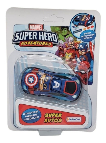 Imagen 1 de 7 de Super Auto Marvel Spiderman Iron Hulk Capitan Thor Juguete